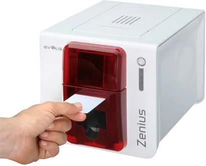 Badge printers: Zenius and Tattoo Rewrite — manufacturer product imagery